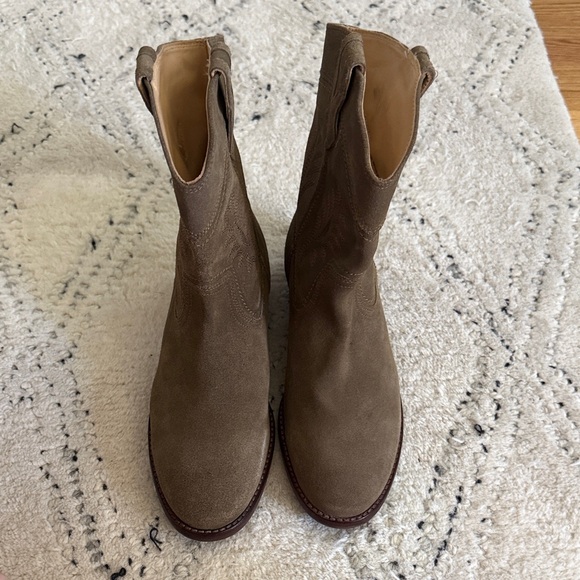 Frye Women's Suede Ankle Booties — Olive Brown - Picture 7 of 8
